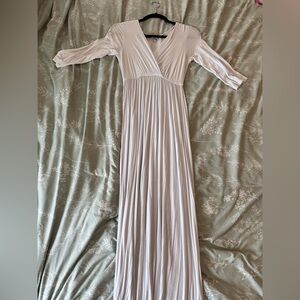 Women's Maternity White, Long Dress Small